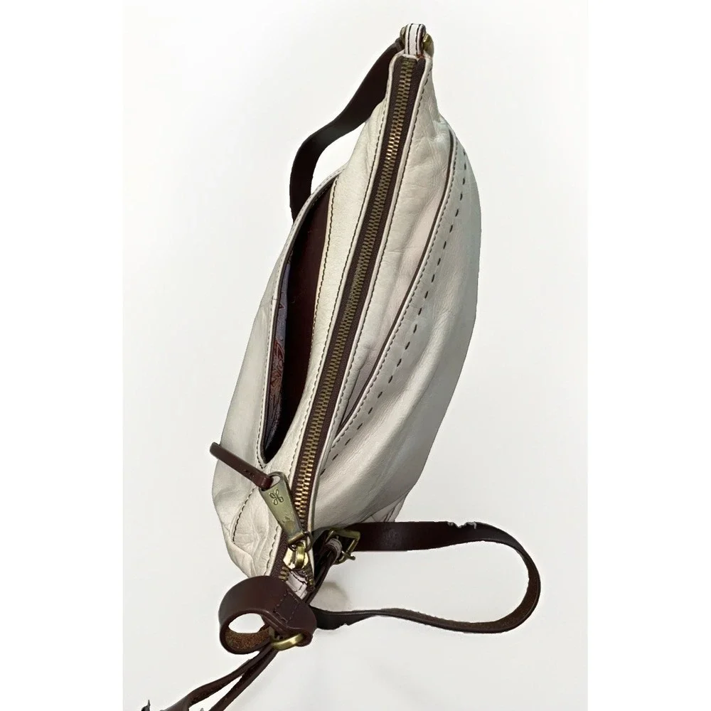 HOBO Aviva Cream Leather Crossbody Bag Ivory Adjustable Shoulder Purse